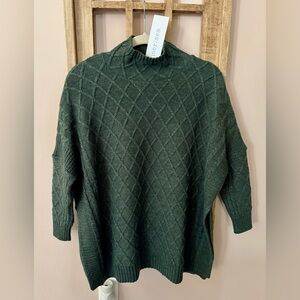 Mersea Mer Sea One Size Hunter Green Lisbon Traveler Knit Mock Neck Sweater